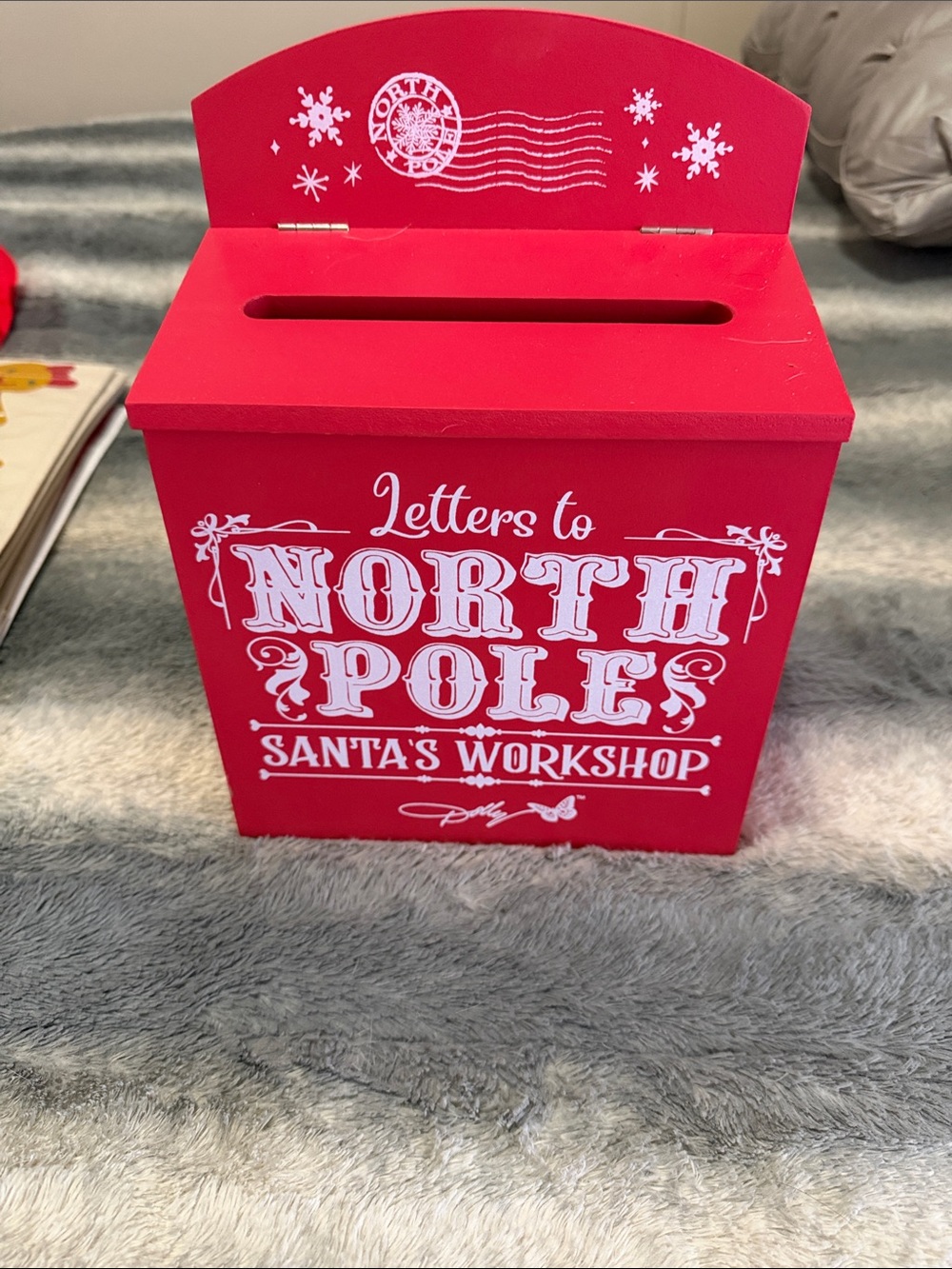 Letters to North Pole Wooden Mailbox - Red